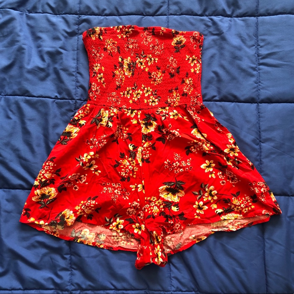 garage strapless romper